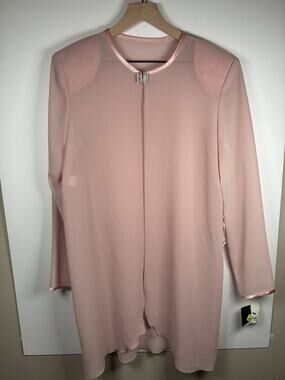 After Dark 10 NWT Pink Sheer Chiffon Duster Jacket Rhinestone Clasp Formal
